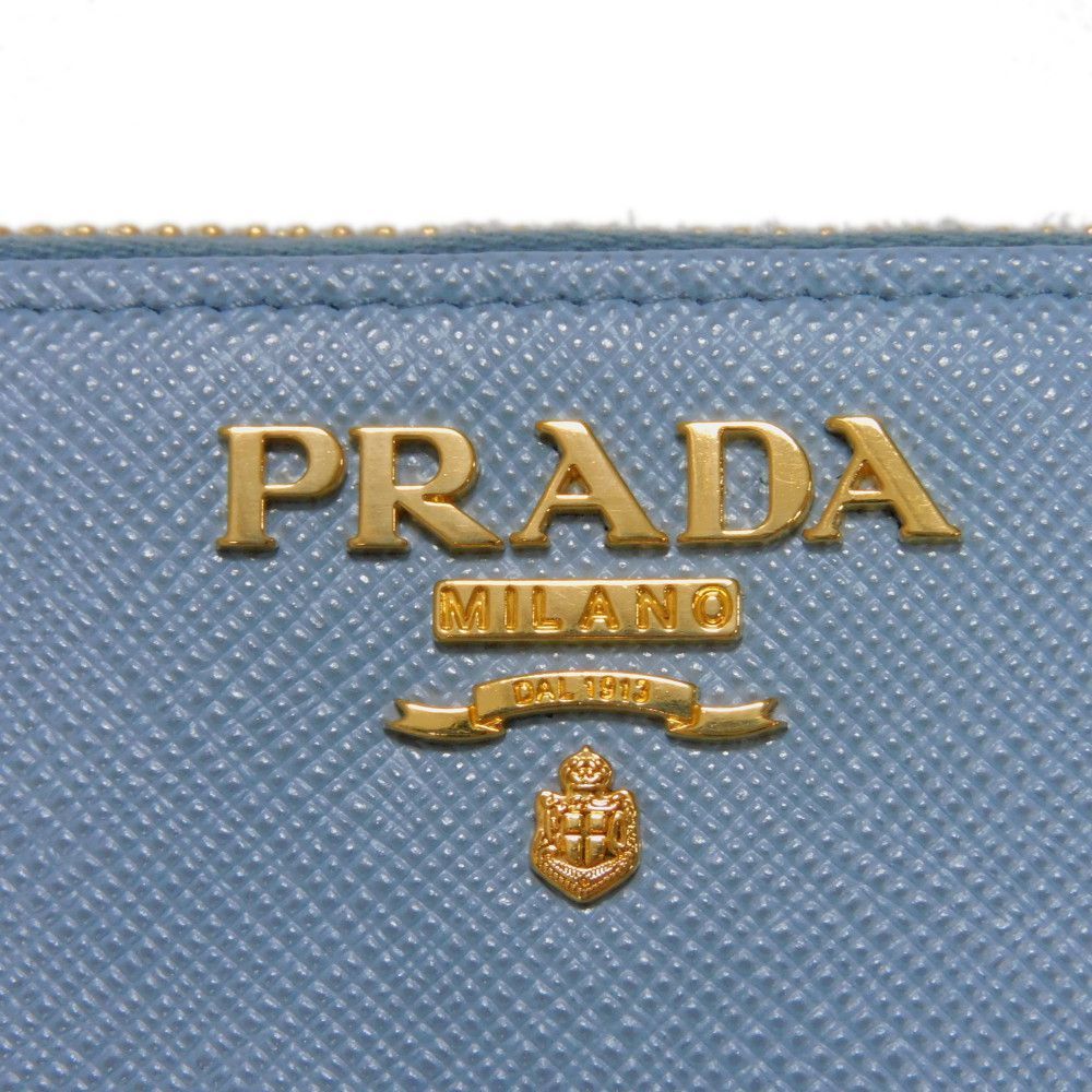Prada Blue Leather Saffiano Around Wallet Zip - Picture 11 of 12